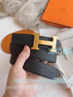 Wholesale HERMES All Black Belt with Gold Clasp 38mm